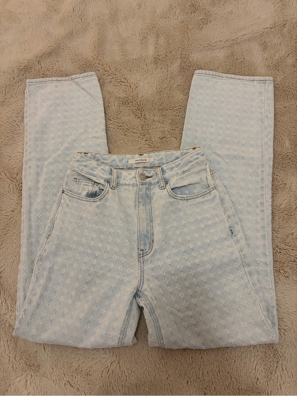 PacSun Light Wash High-Rise Dot-Embossed Jeans